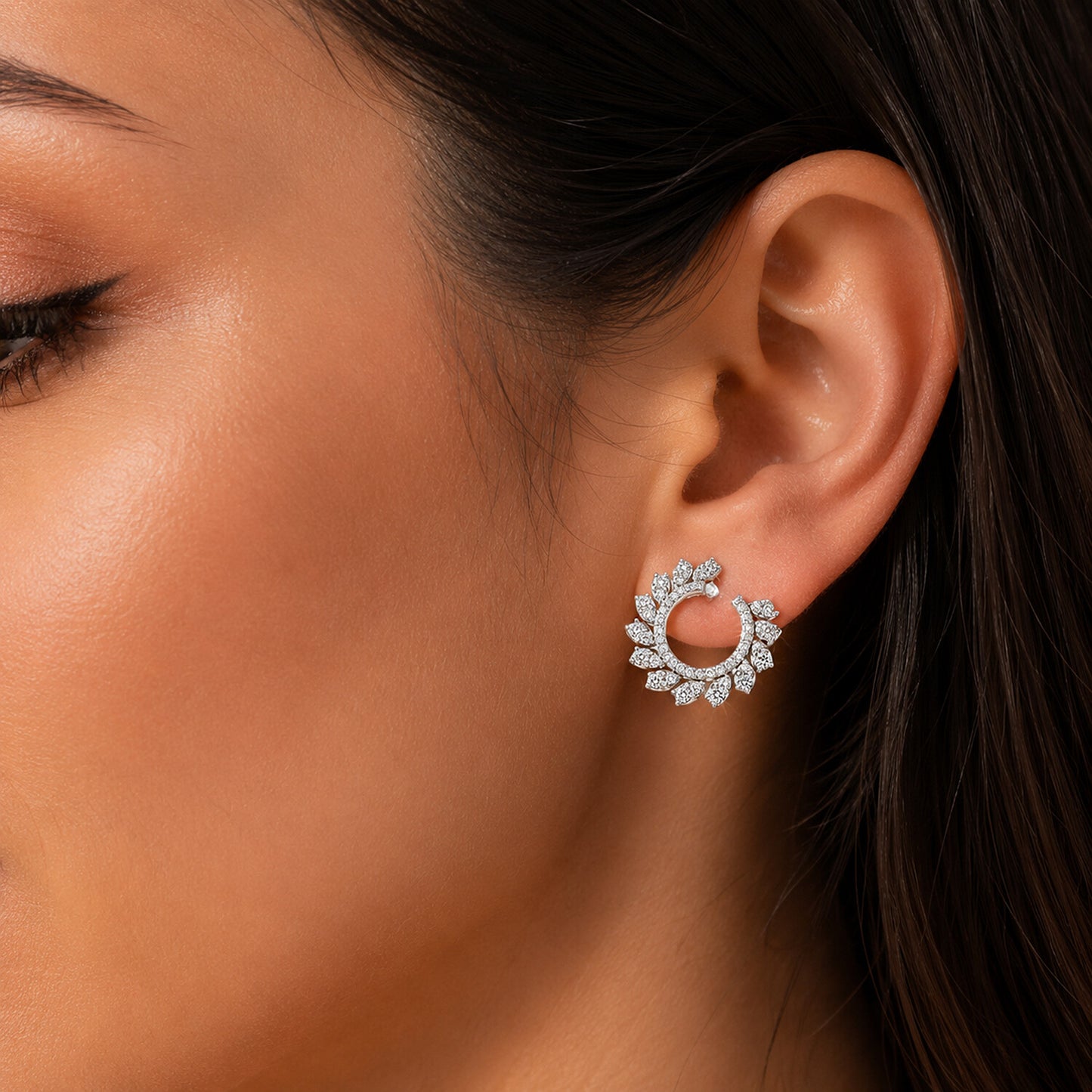 18K Lab-Grown Diamond Round Drop Earrings