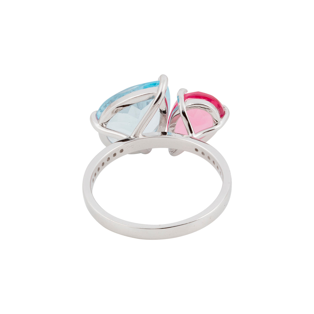 14K/18K Lab Grown Topaz Pear Cut Ring with Diamond Accents - BIS Hallmarked Gold