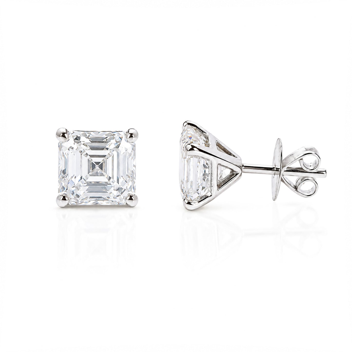 14K/18K Lab Grown Diamond Asscher Cut Stud Earrings