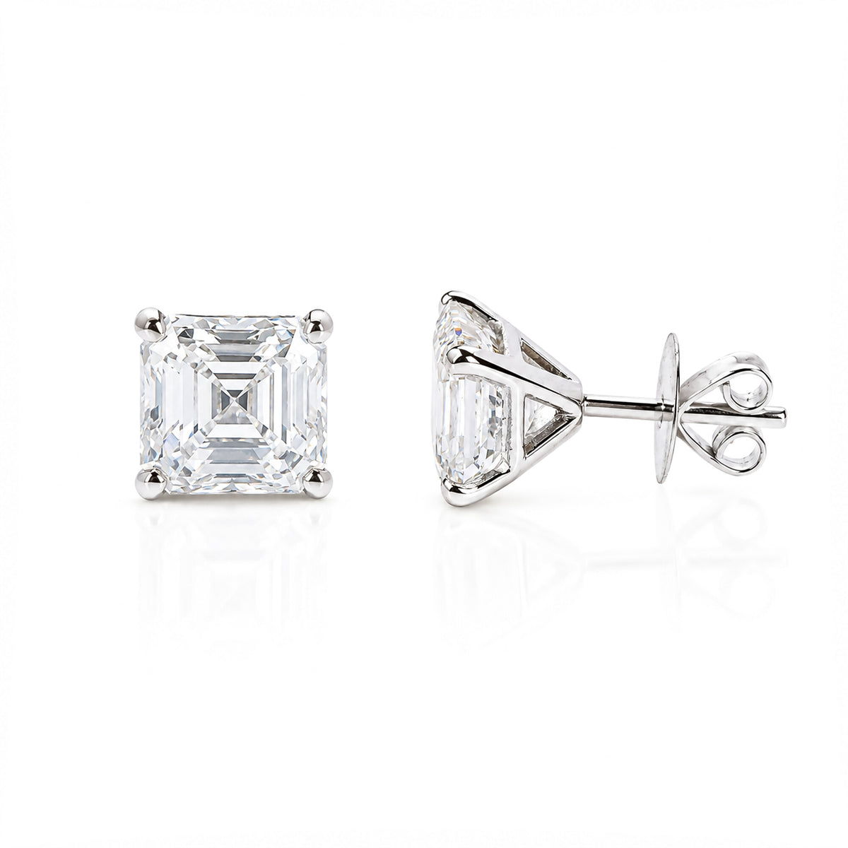 14K/18K Lab Grown Diamond Asscher Cut Stud Earrings