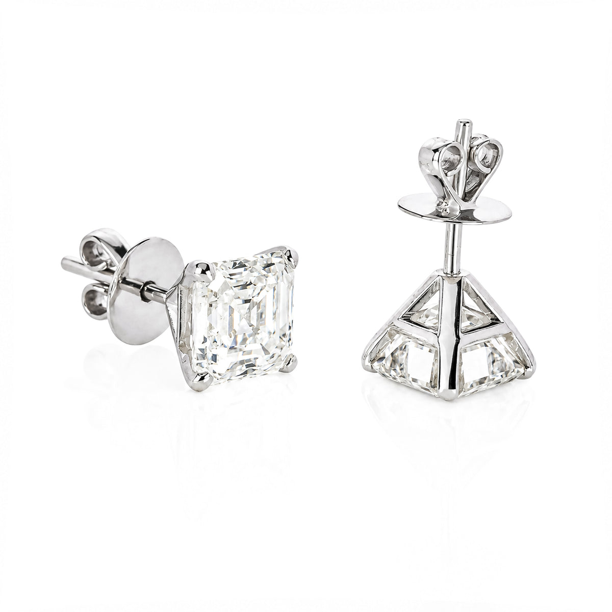 14K/18K Lab Grown Diamond Asscher Cut Stud Earrings