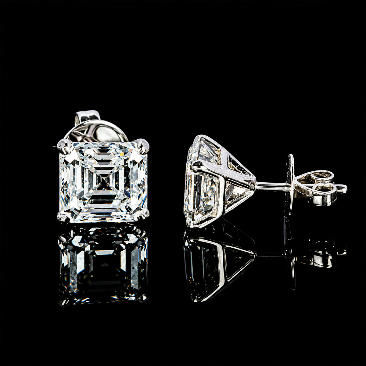 14K/18K Lab Grown Diamond Asscher Cut Stud Earrings