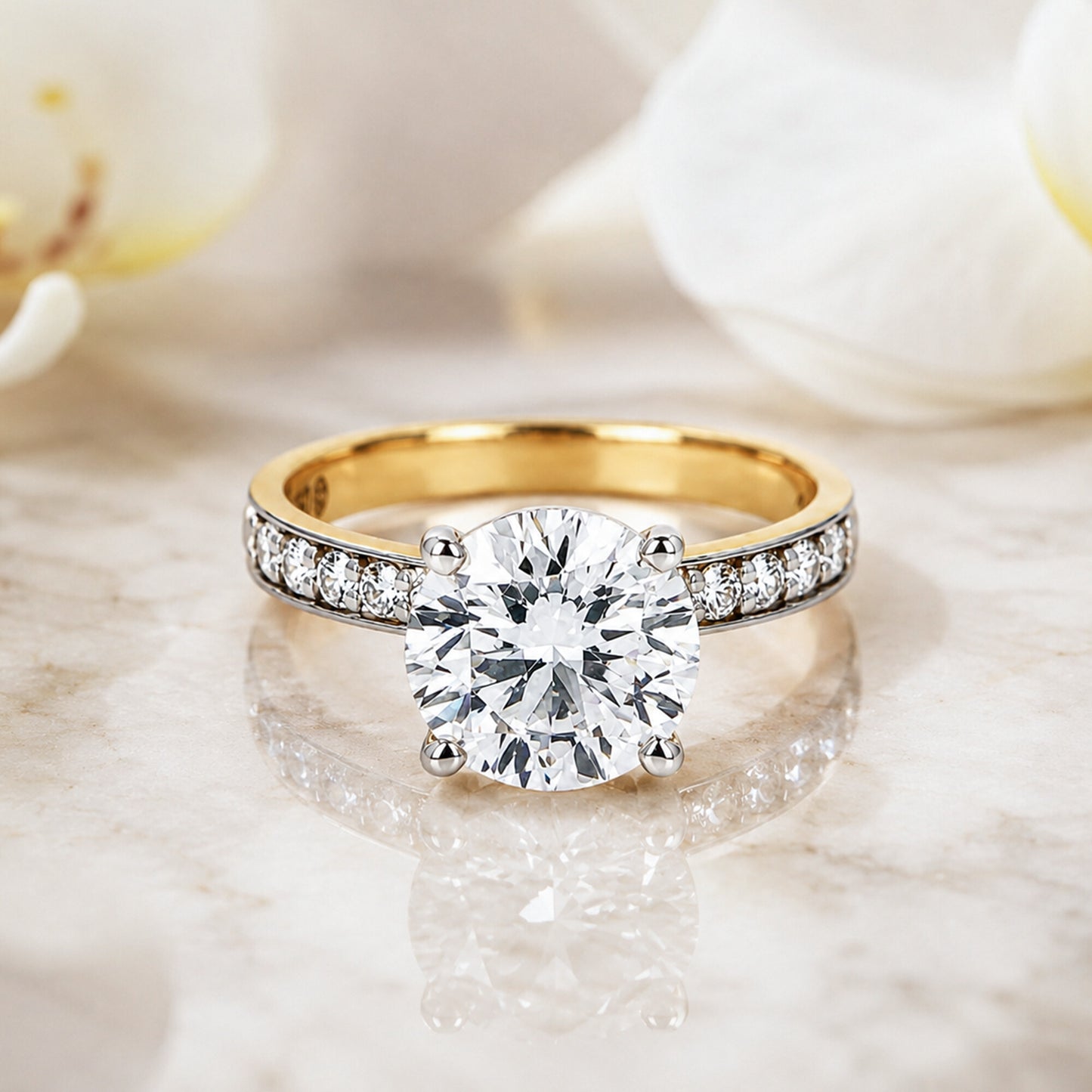 18K Lab Grown Diamond Round-Cut Halo Ring