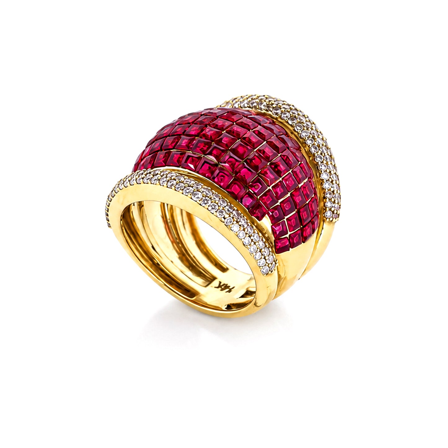14K Lab Grown Diamond Round-Cut Grand Pave Cluster Ring