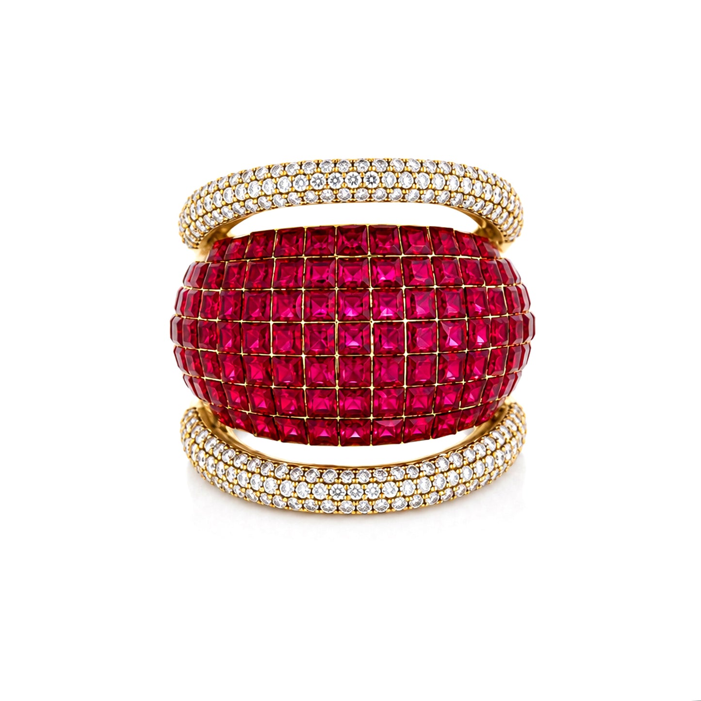 14K Lab Grown Diamond Round-Cut Grand Pave Cluster Ring