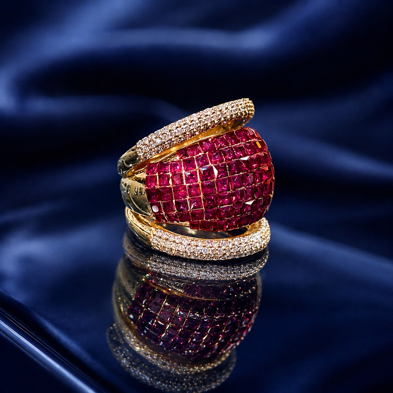 14K Lab Grown Diamond Round-Cut Grand Pave Cluster Ring