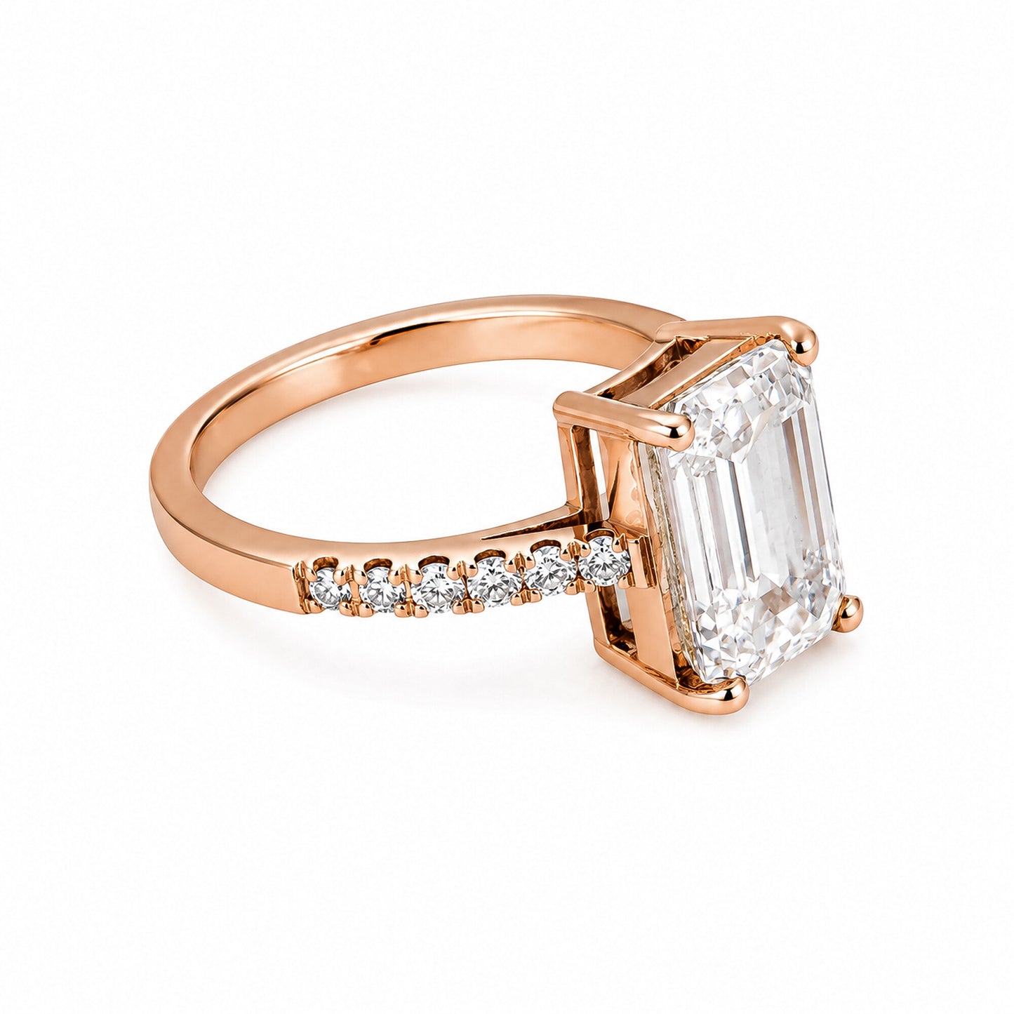 14K Lab Grown Diamond Emerald-Cut Solitaire Ring