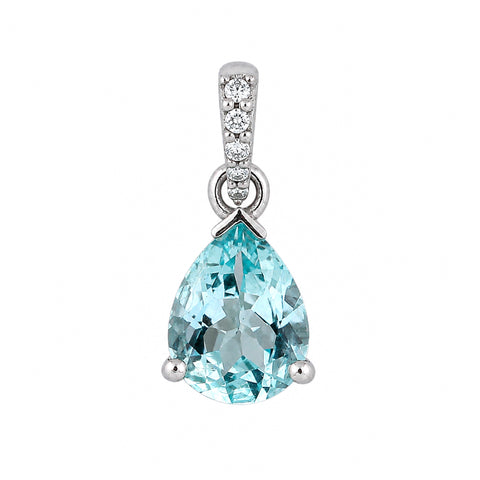 10K/14K Lab Grown Blue Diamond Pear-Cut Pendant Necklace