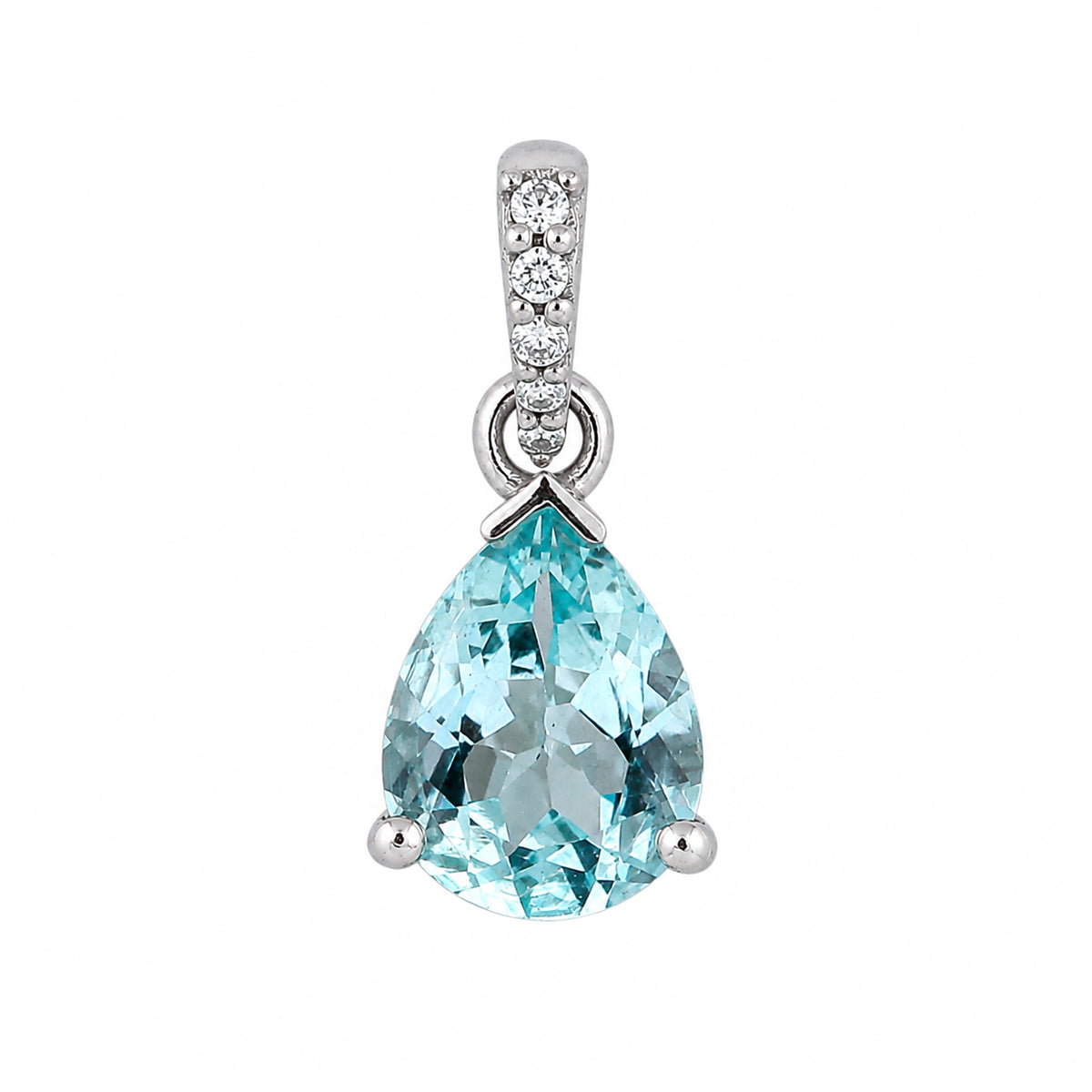 10K/14K Lab Grown Blue Diamond Pear-Cut Pendant Necklace