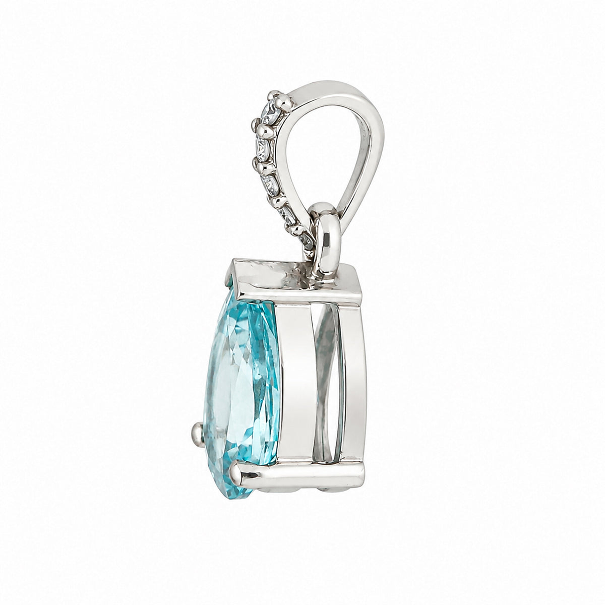 10K/14K Lab Grown Blue Diamond Pear-Cut Pendant Necklace