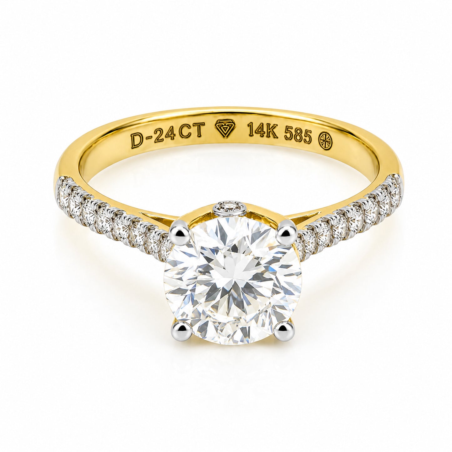 14K Lab Grown Diamond Round-Cut Halo Ring