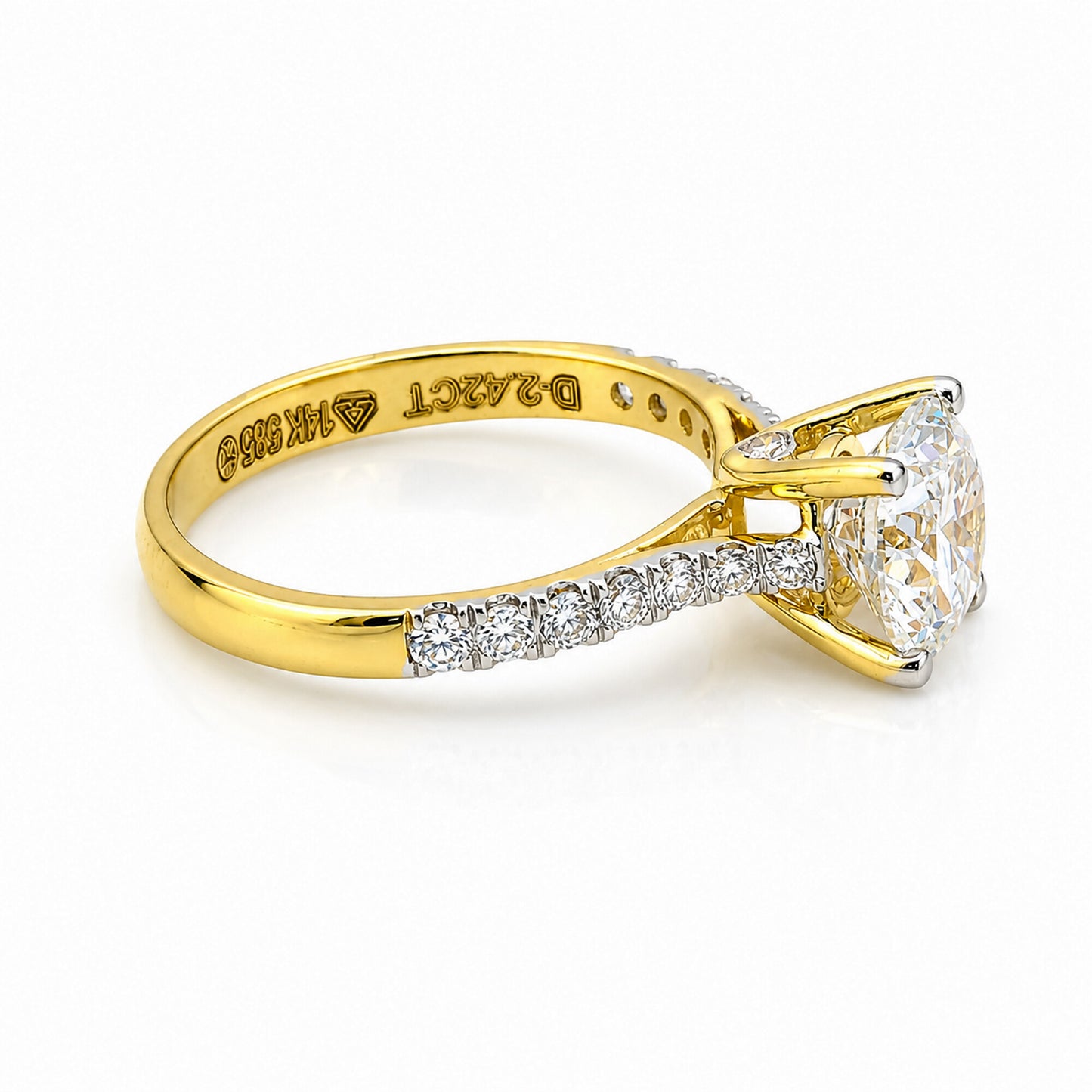 14K Lab Grown Diamond Round-Cut Halo Ring