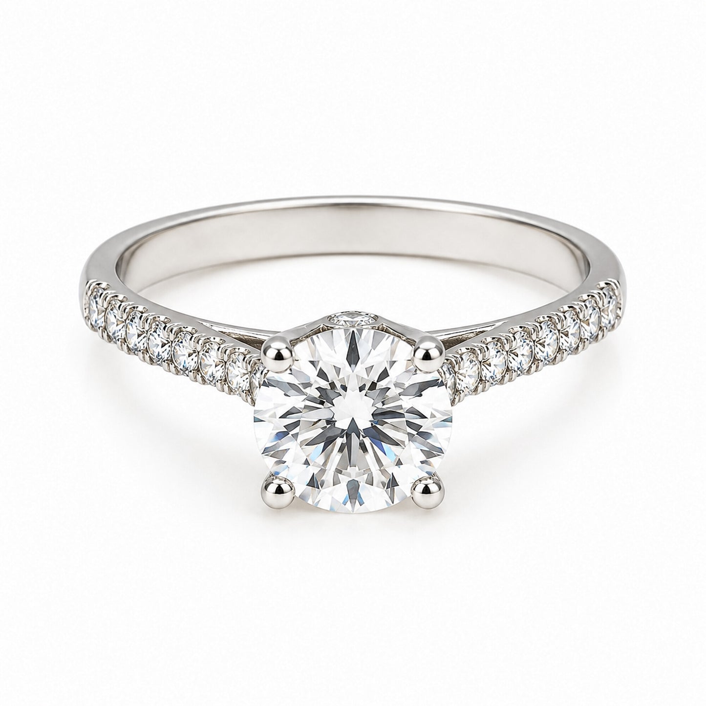 14K Lab Grown Diamond Round-Cut Halo Ring