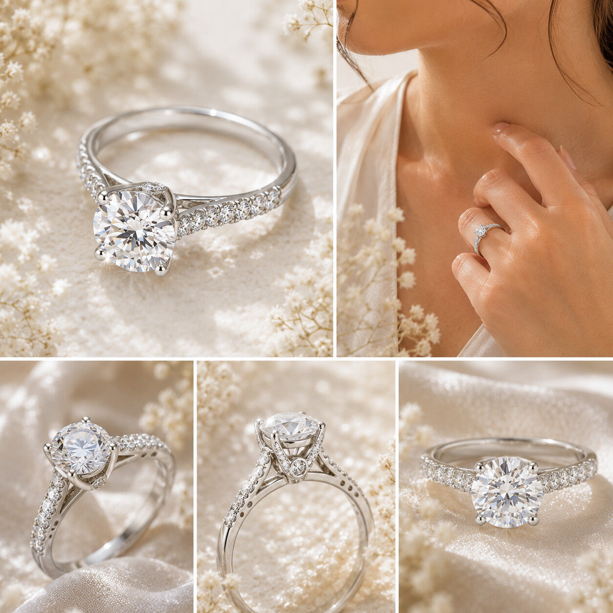 14K Lab Grown Diamond Round-Cut Halo Ring