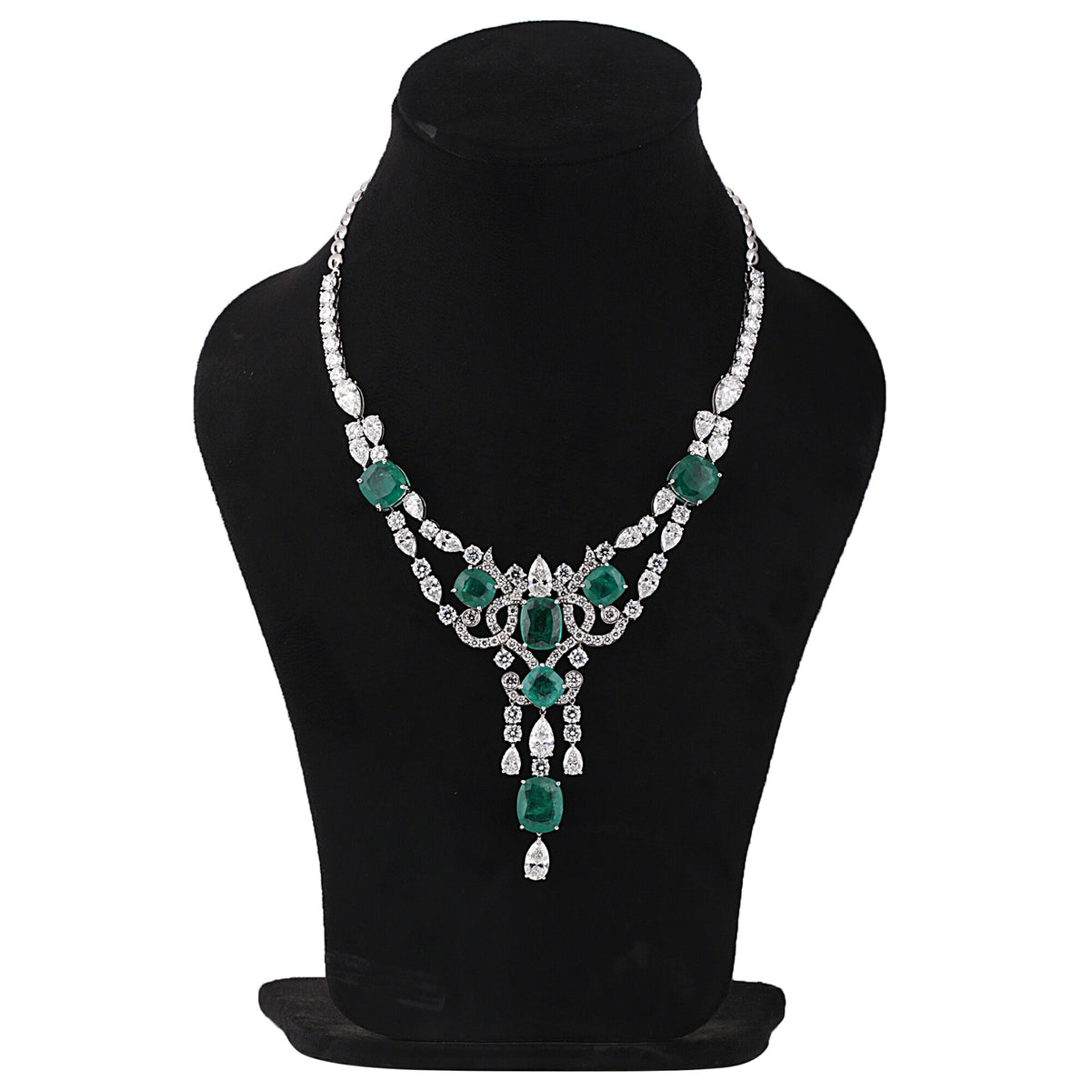 9K/14K Lab Grown Diamond Statement Necklace – Mixed Shapes, 49 Carats