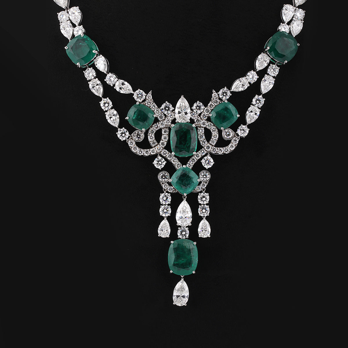 9K/14K Lab Grown Diamond Statement Necklace – Mixed Shapes, 49 Carats