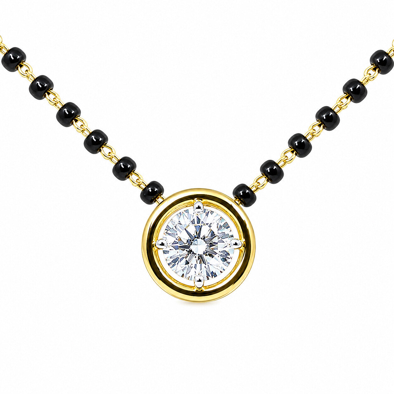 18K Gold Minimalist Diamond Accent Pendant Necklace