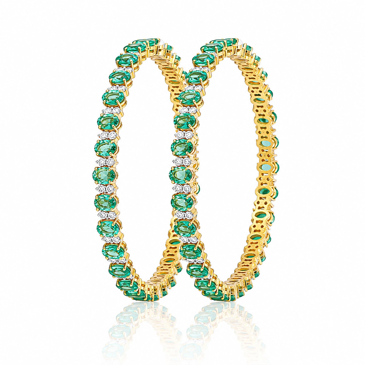 14K/18K Lab Grown Emerald Bracelet – Oval Cut, 33.82ct, BIS Hallmark Gold