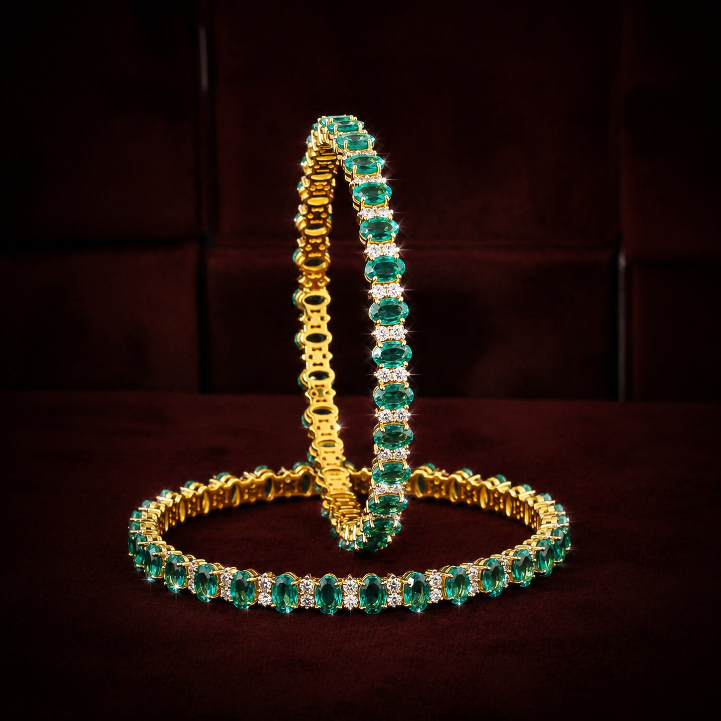 14K/18K Lab Grown Emerald Bracelet – Oval Cut, 33.82ct, BIS Hallmark Gold