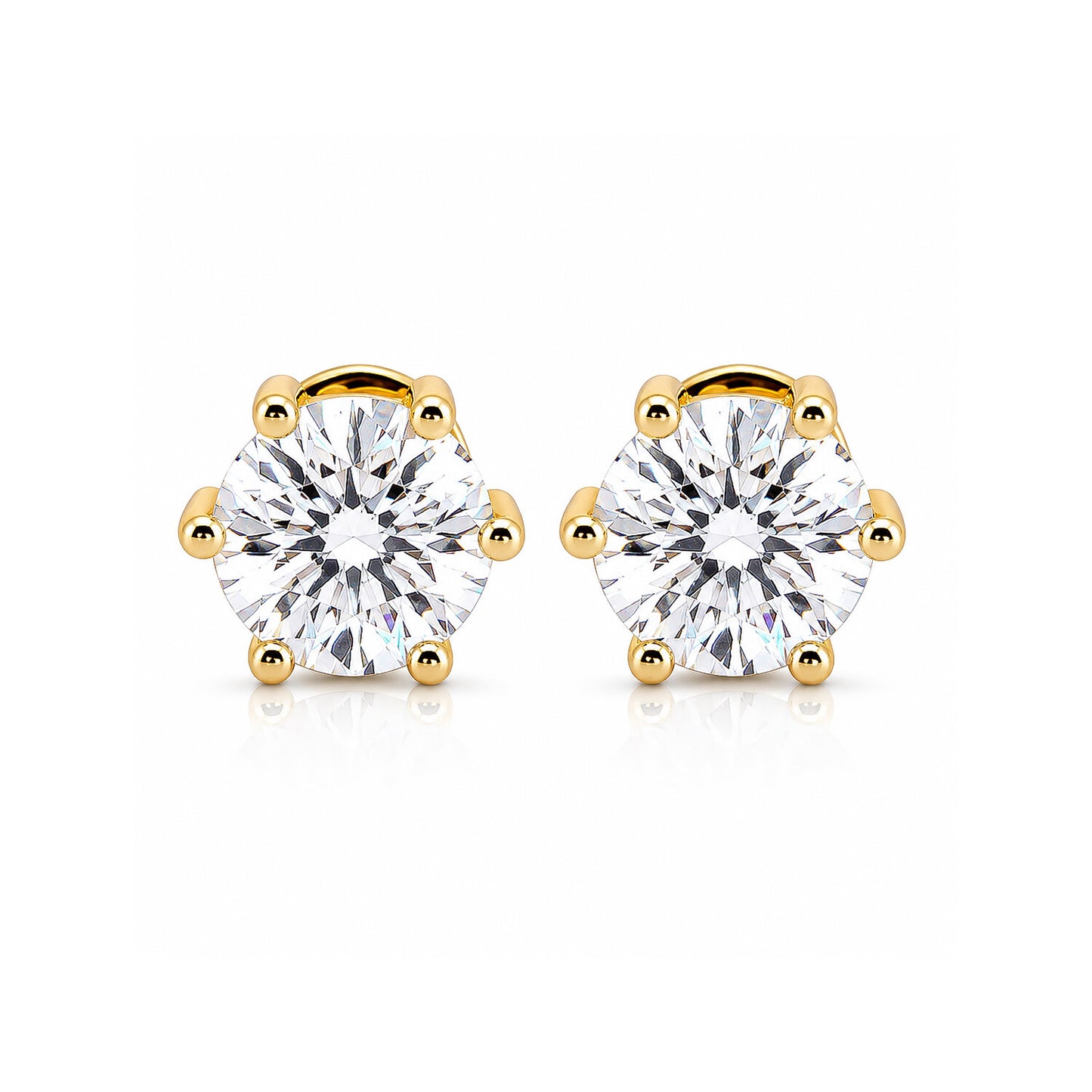 14K/18K Lab-Grown Diamond Solitaire Round Stud Earrings