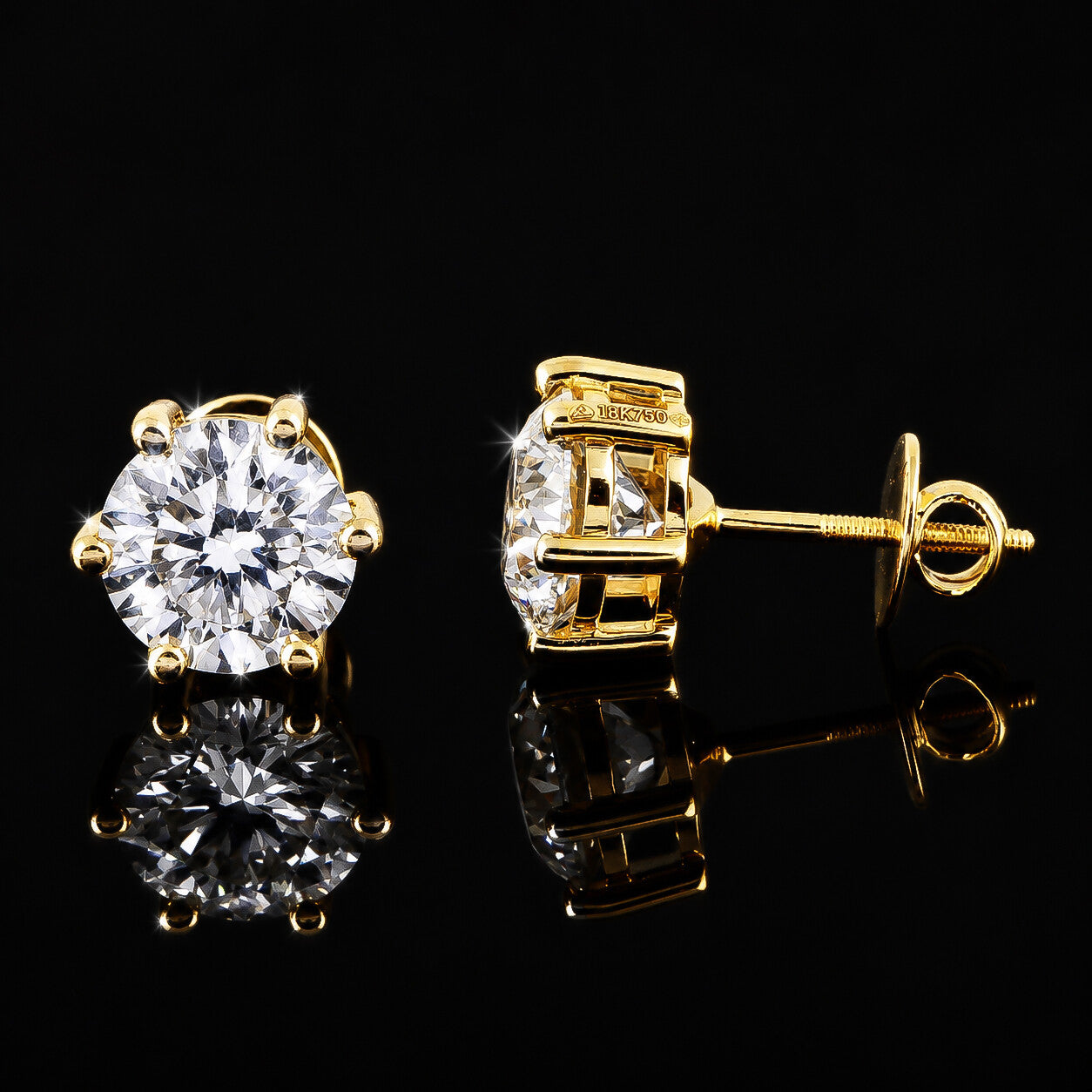 14K/18K Lab-Grown Diamond Solitaire Round Stud Earrings