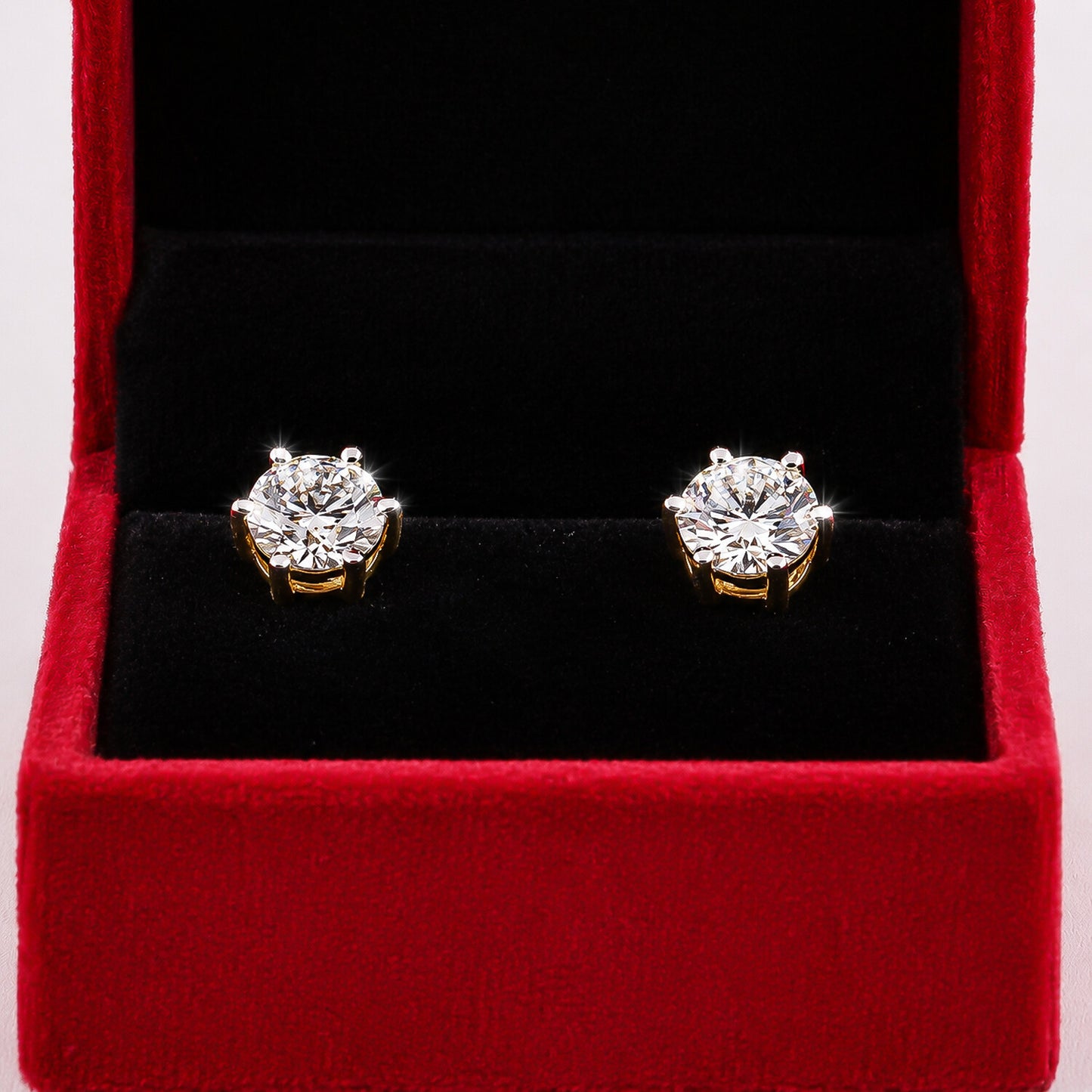 14K/18K Lab-Grown Diamond Solitaire Round Stud Earrings