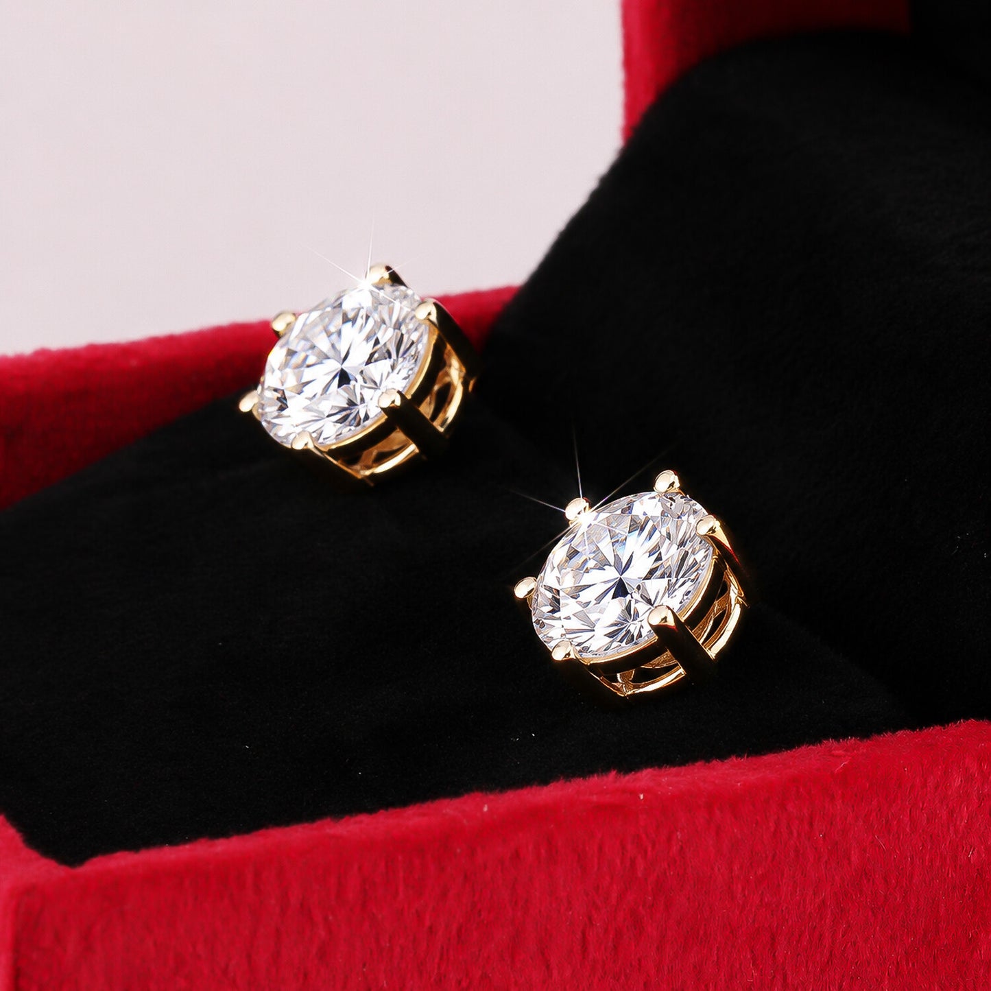 14K/18K Lab-Grown Diamond Solitaire Round Stud Earrings