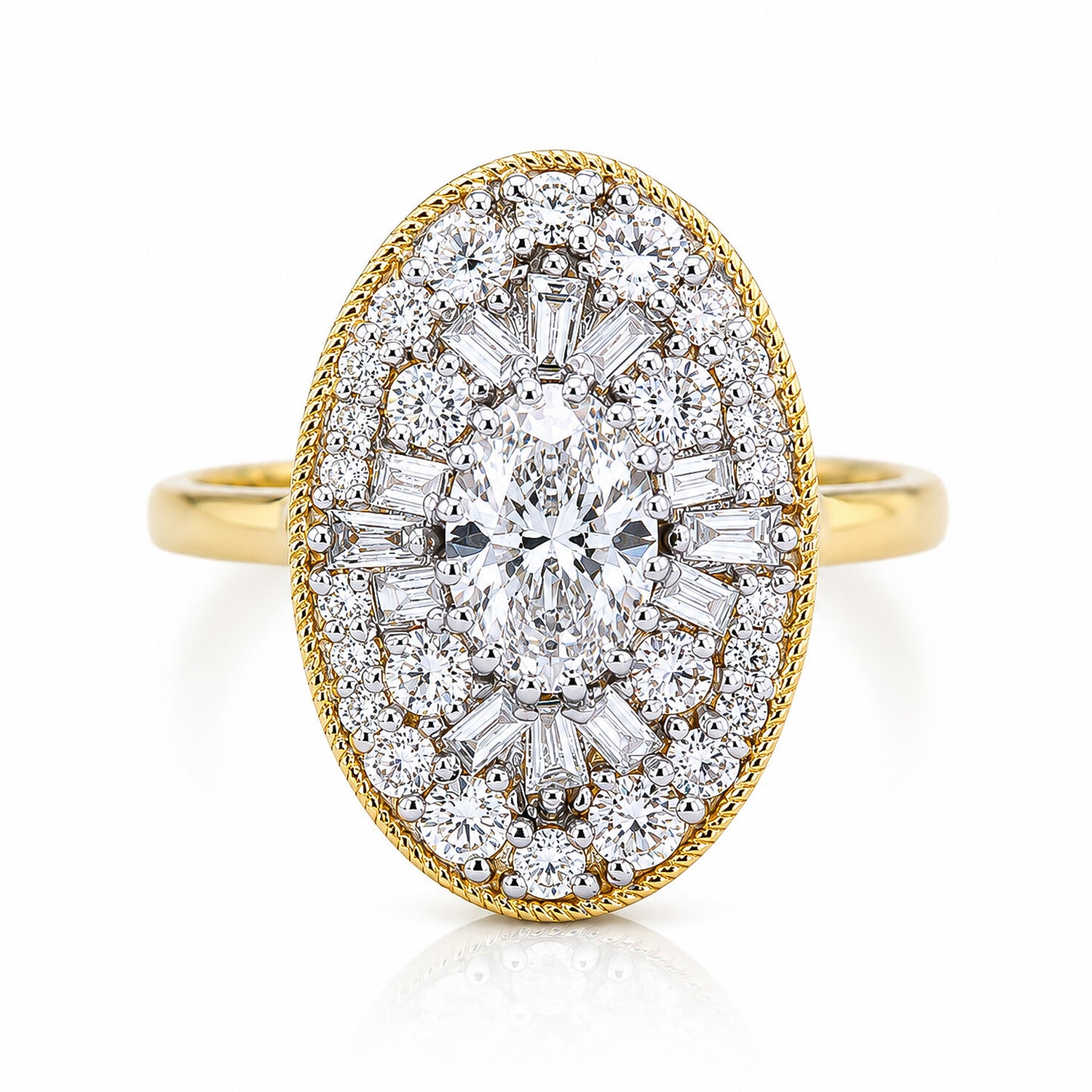 14K Lab Grown Diamond Fancy-Cut Halo Cluster Ring