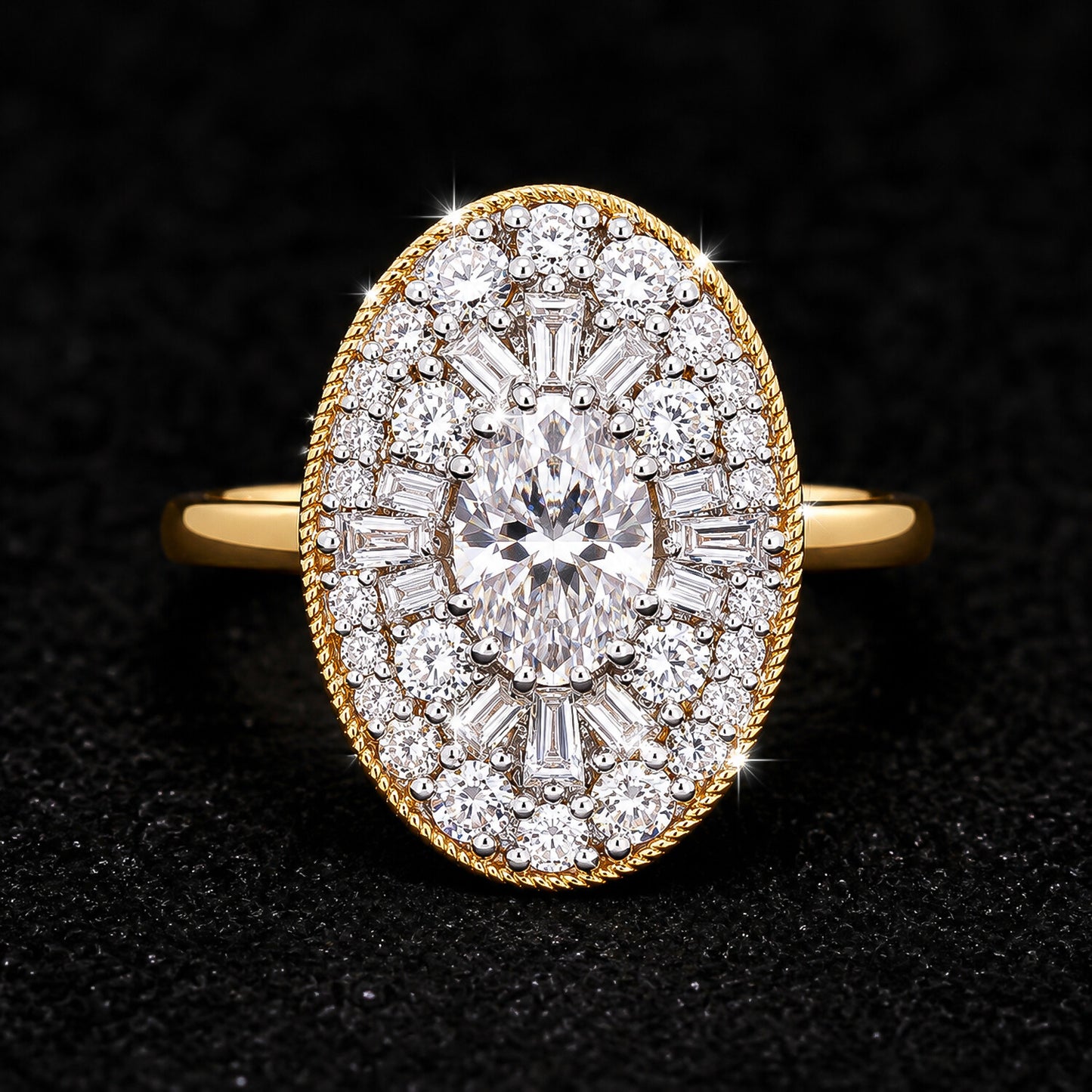 14K Lab Grown Diamond Fancy-Cut Halo Cluster Ring