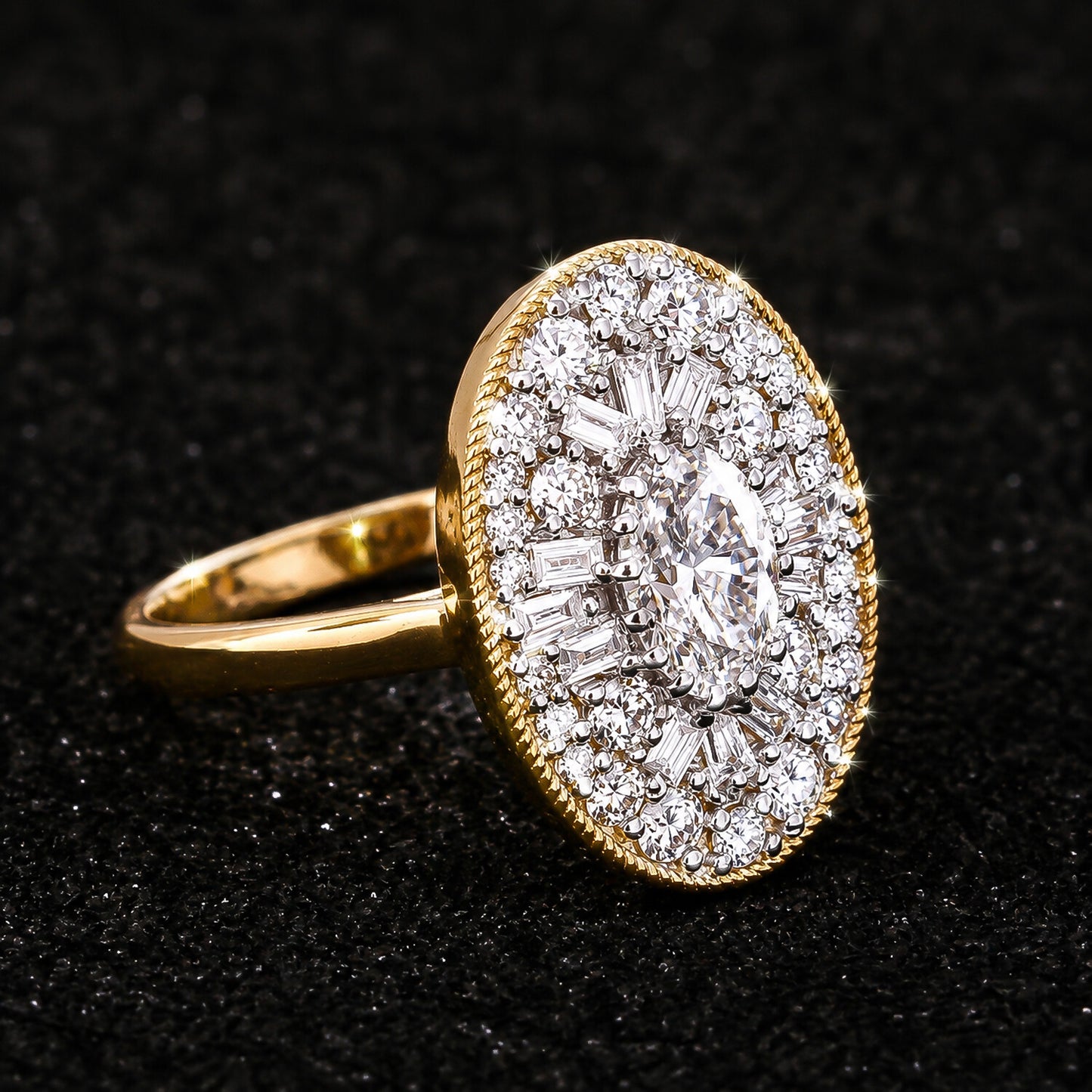 14K Lab Grown Diamond Fancy-Cut Halo Cluster Ring