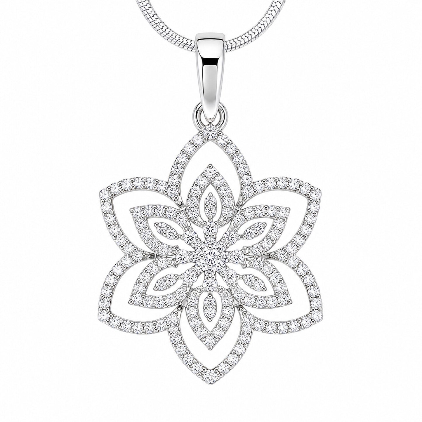 14K/18K Lab Grown Diamond Pave Cluster Pendant Necklace