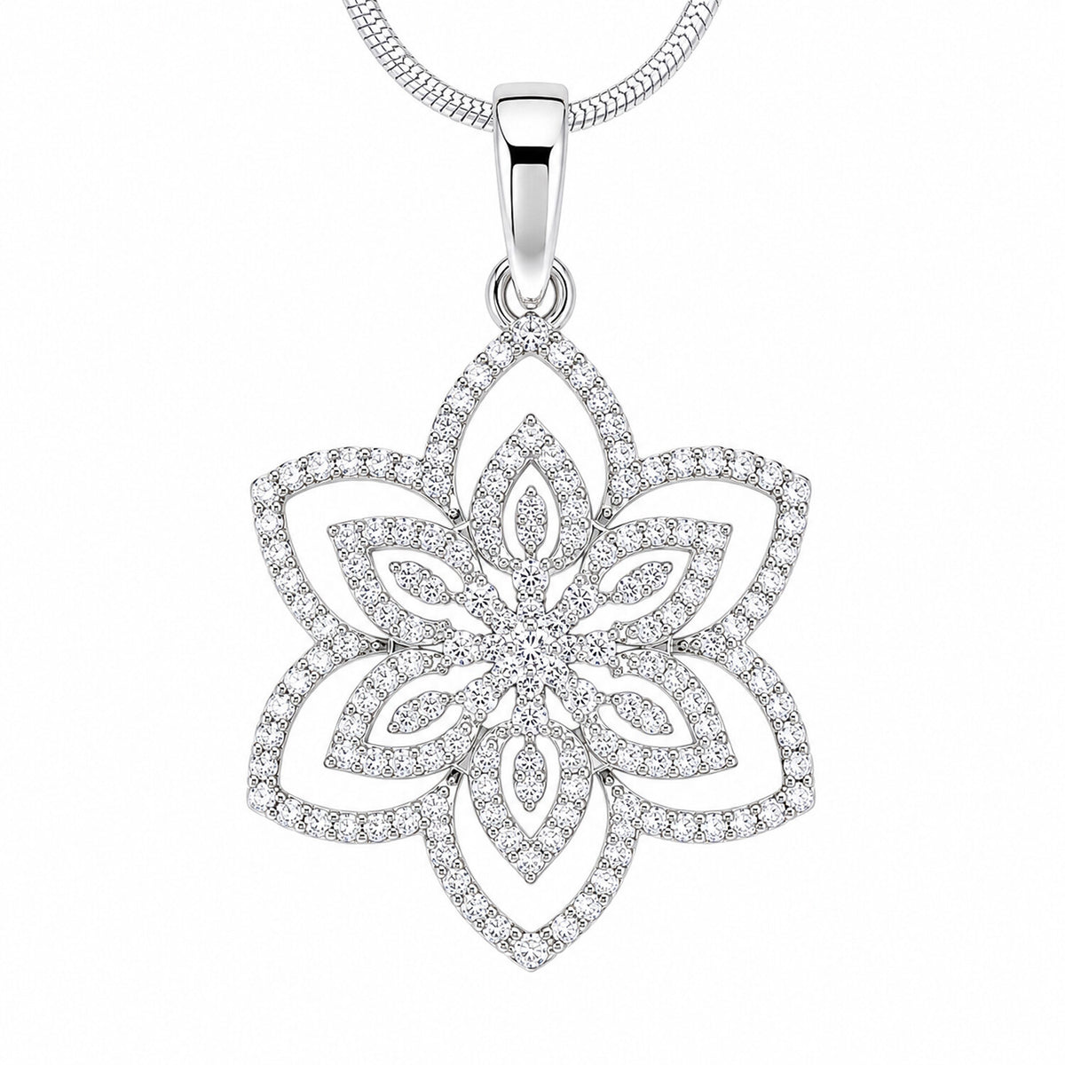 14K/18K Lab Grown Diamond Pave Cluster Pendant Necklace
