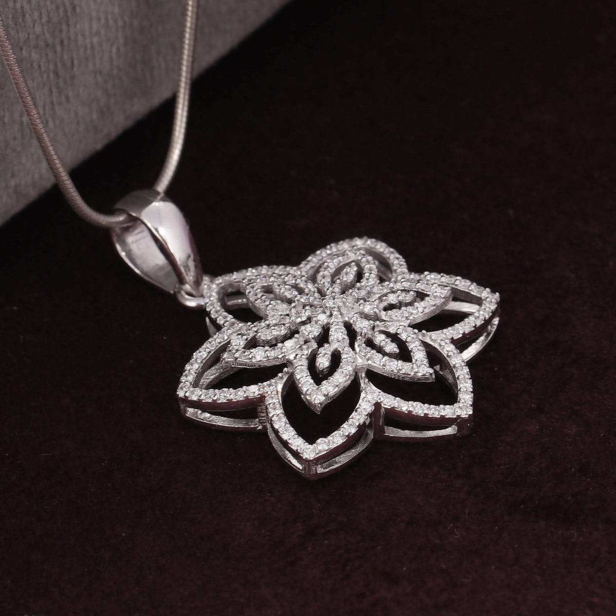 14K/18K Lab Grown Diamond Pave Cluster Pendant Necklace