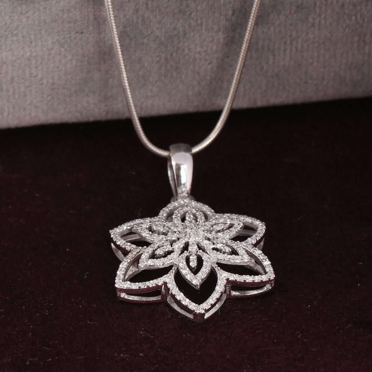 14K/18K Lab Grown Diamond Pave Cluster Pendant Necklace
