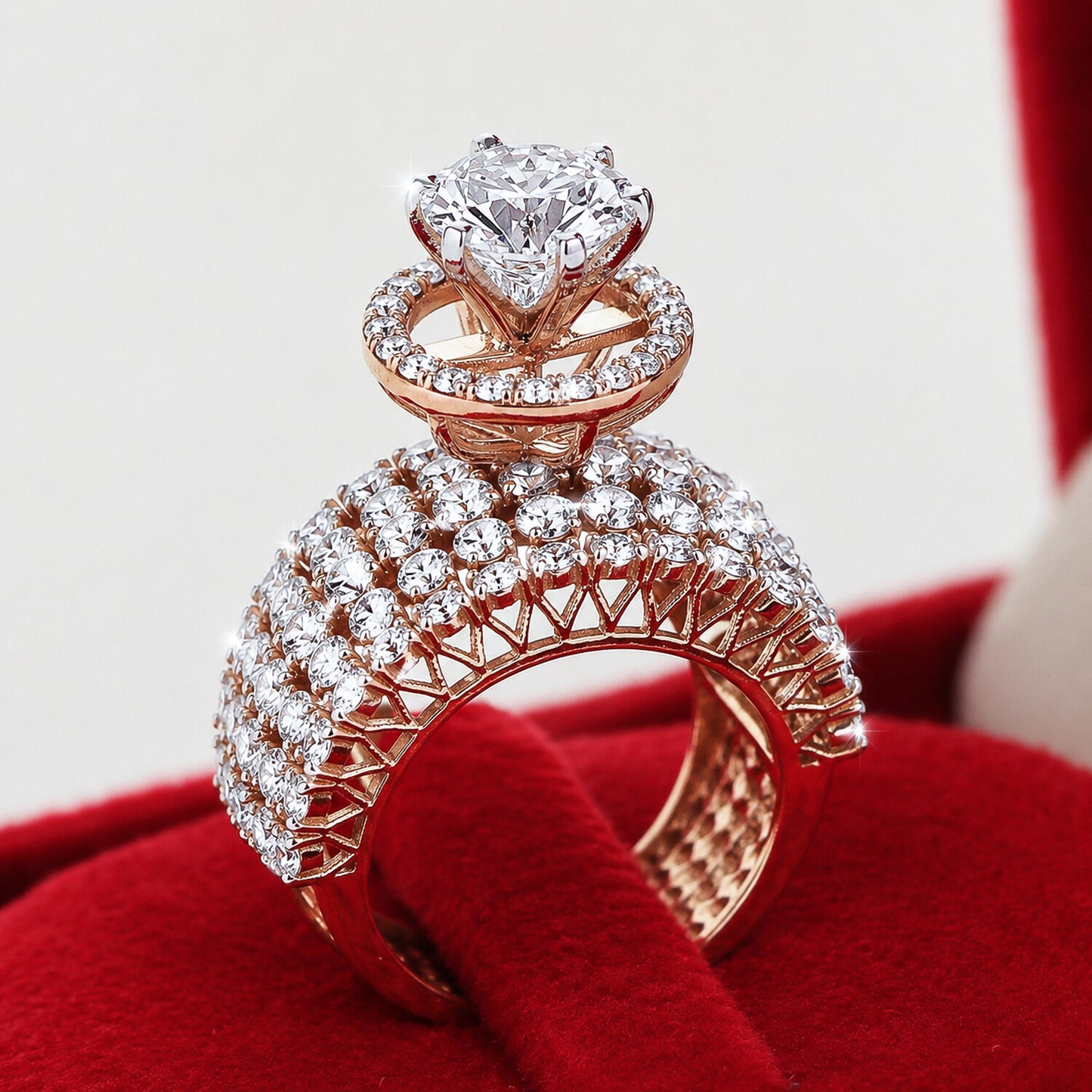 14K Lab Grown Diamond Round-Cut Pave Cluster Ring
