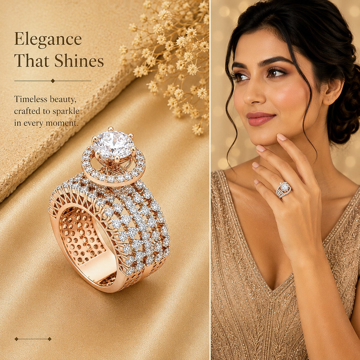 14K Lab Grown Diamond Round-Cut Pave Cluster Ring