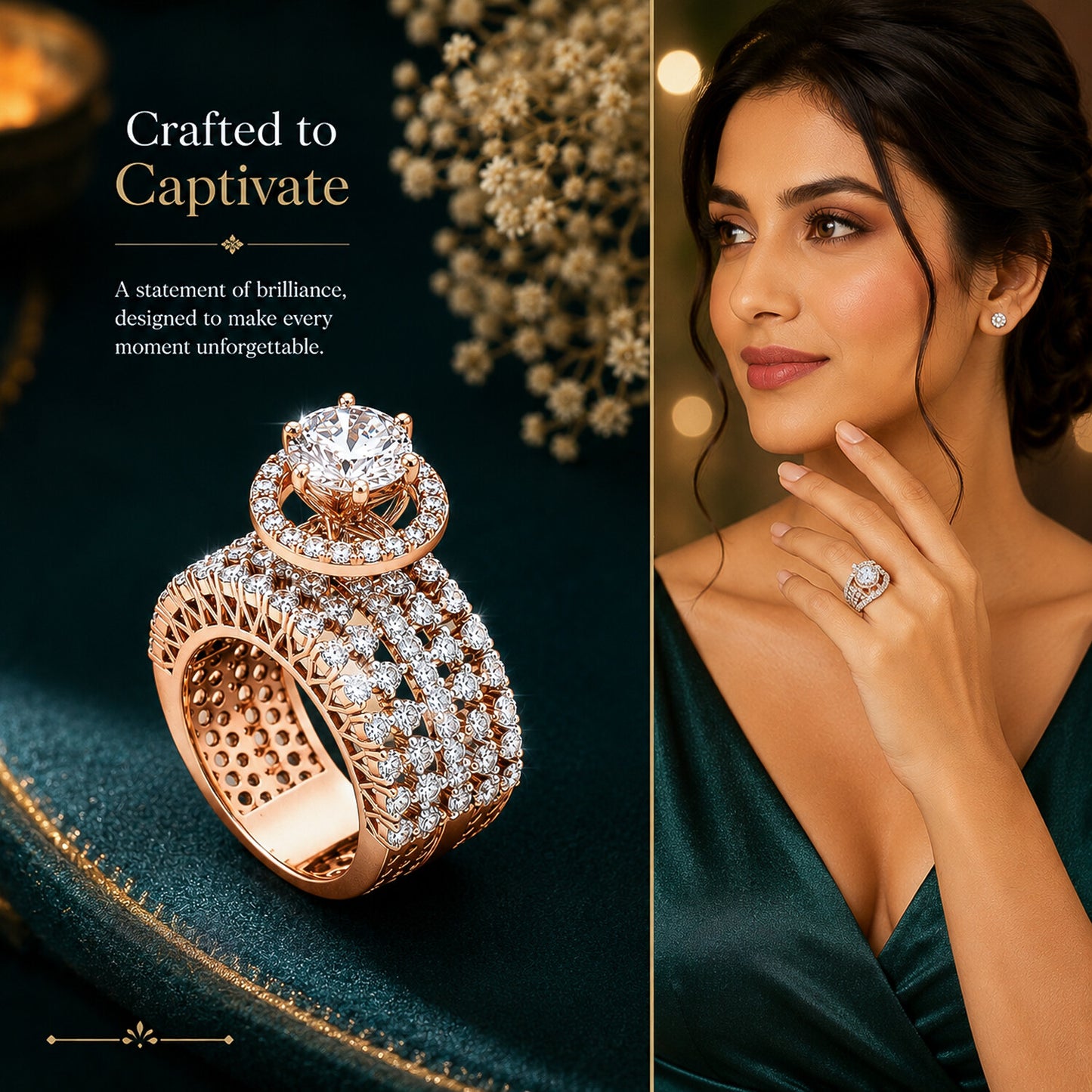14K Lab Grown Diamond Round-Cut Pave Cluster Ring