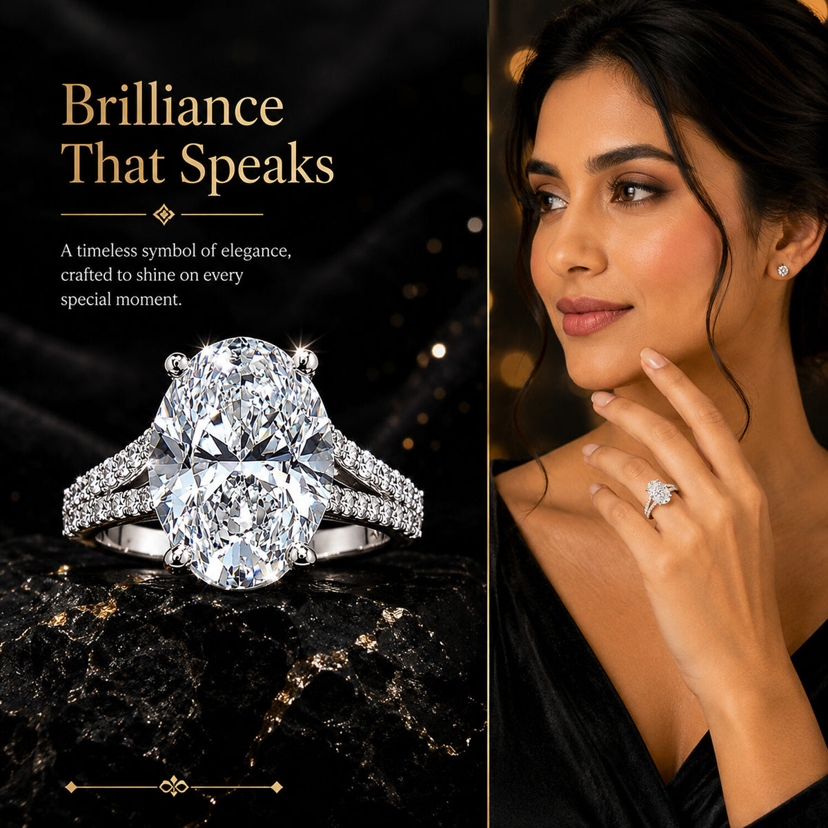 14K/18K Lab Grown Diamond Oval Cut Ring for Women