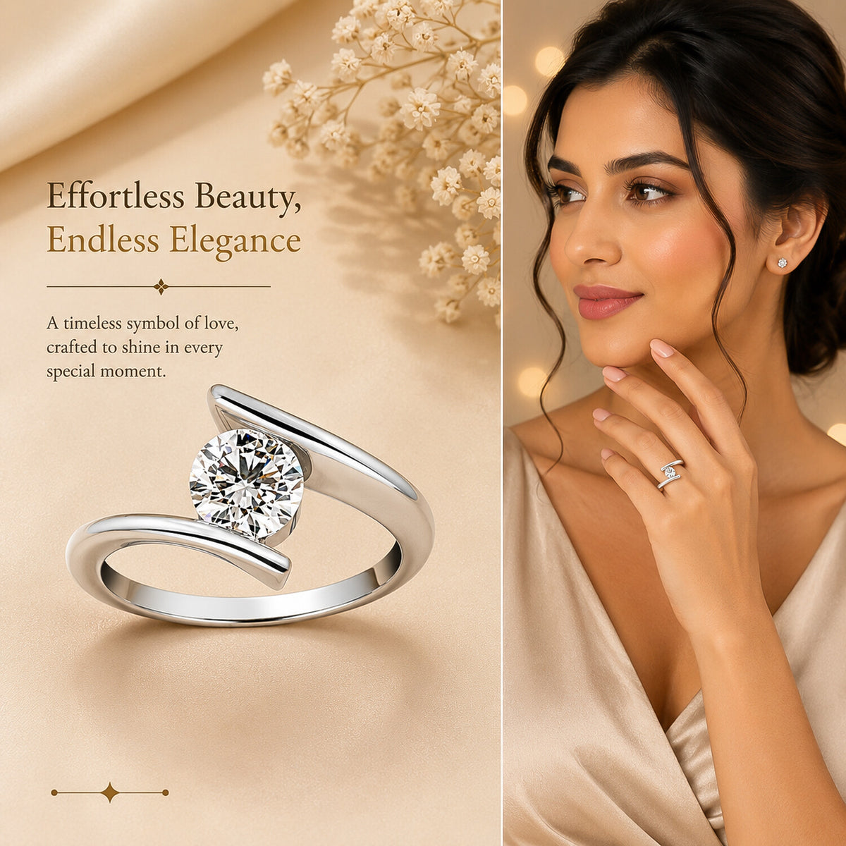 14K/18K Lab Grown Diamond Round Cut Ring for Women