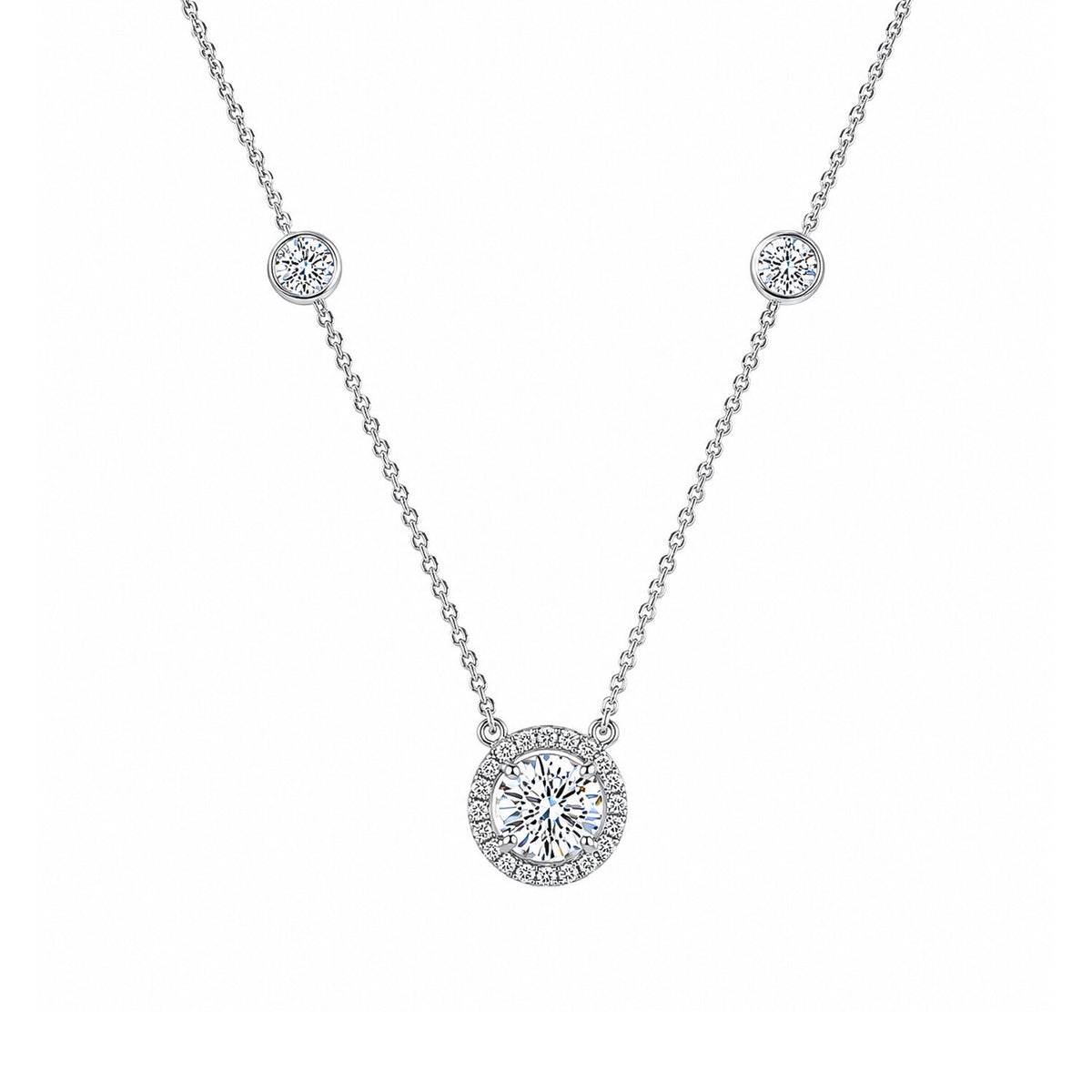 18K Lab Grown Emerald-Cut Diamond Solitaire Pendant Necklace