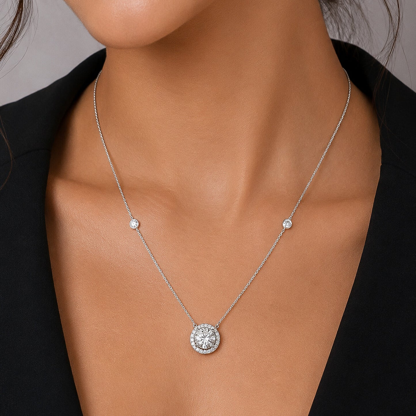 18K Lab Grown Emerald-Cut Diamond Solitaire Pendant Necklace