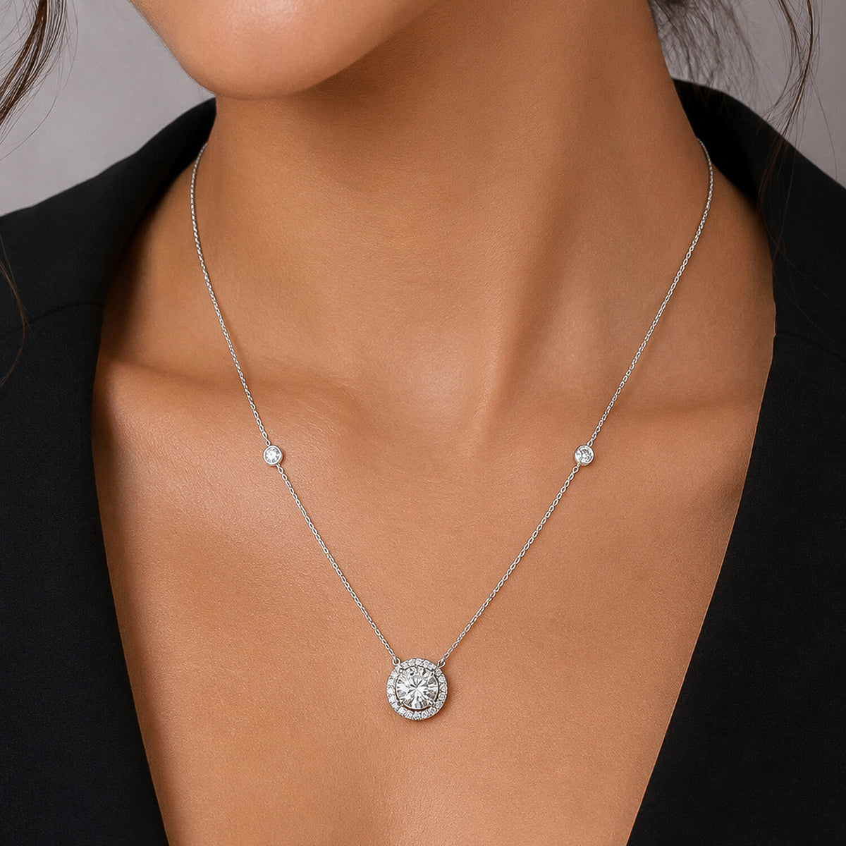 18K Lab Grown Emerald-Cut Diamond Solitaire Pendant Necklace