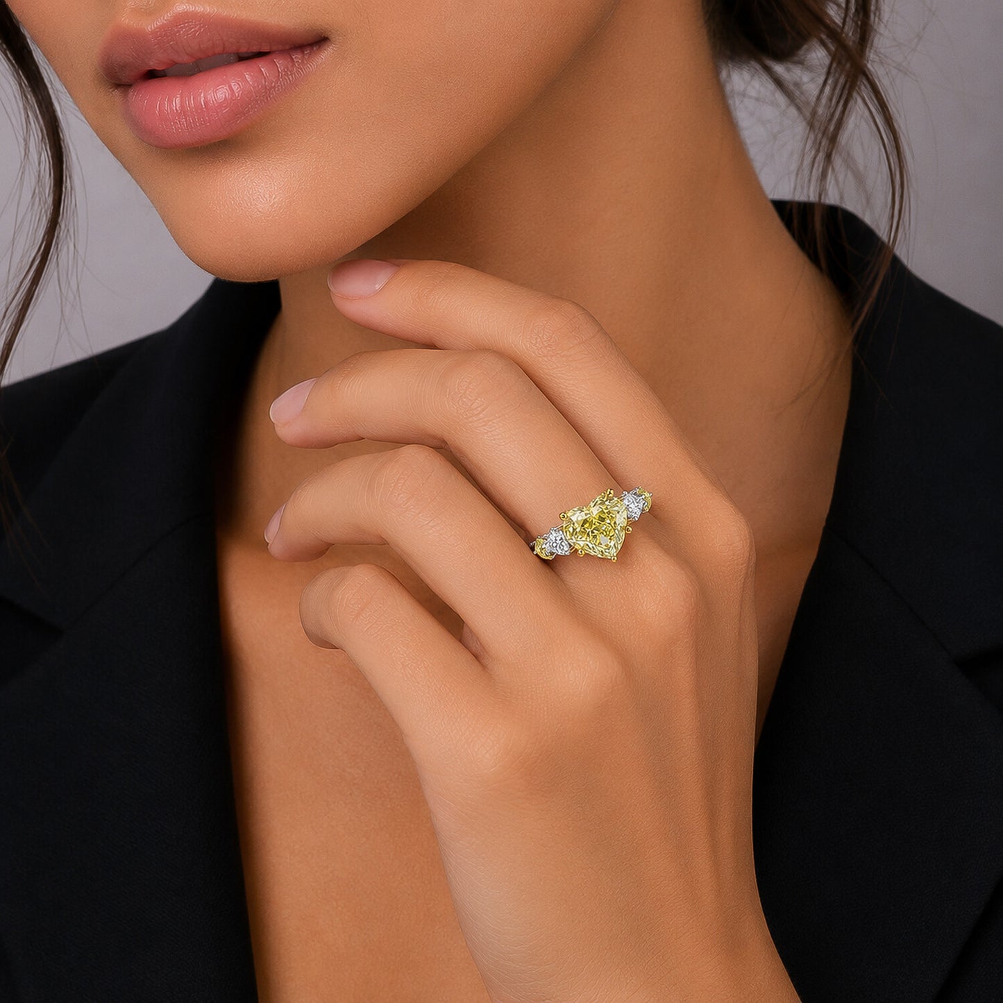 14K Lab Grown Diamond Heart-Cut Statement Heart Ring
