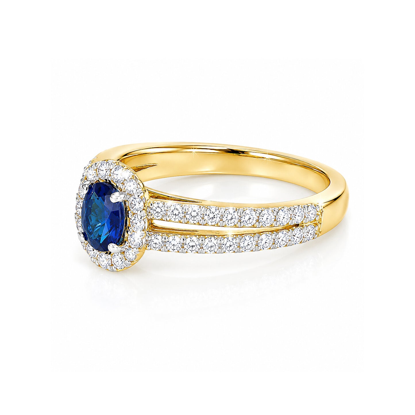 14K Natural Diamond Round-Cut Halo Ring