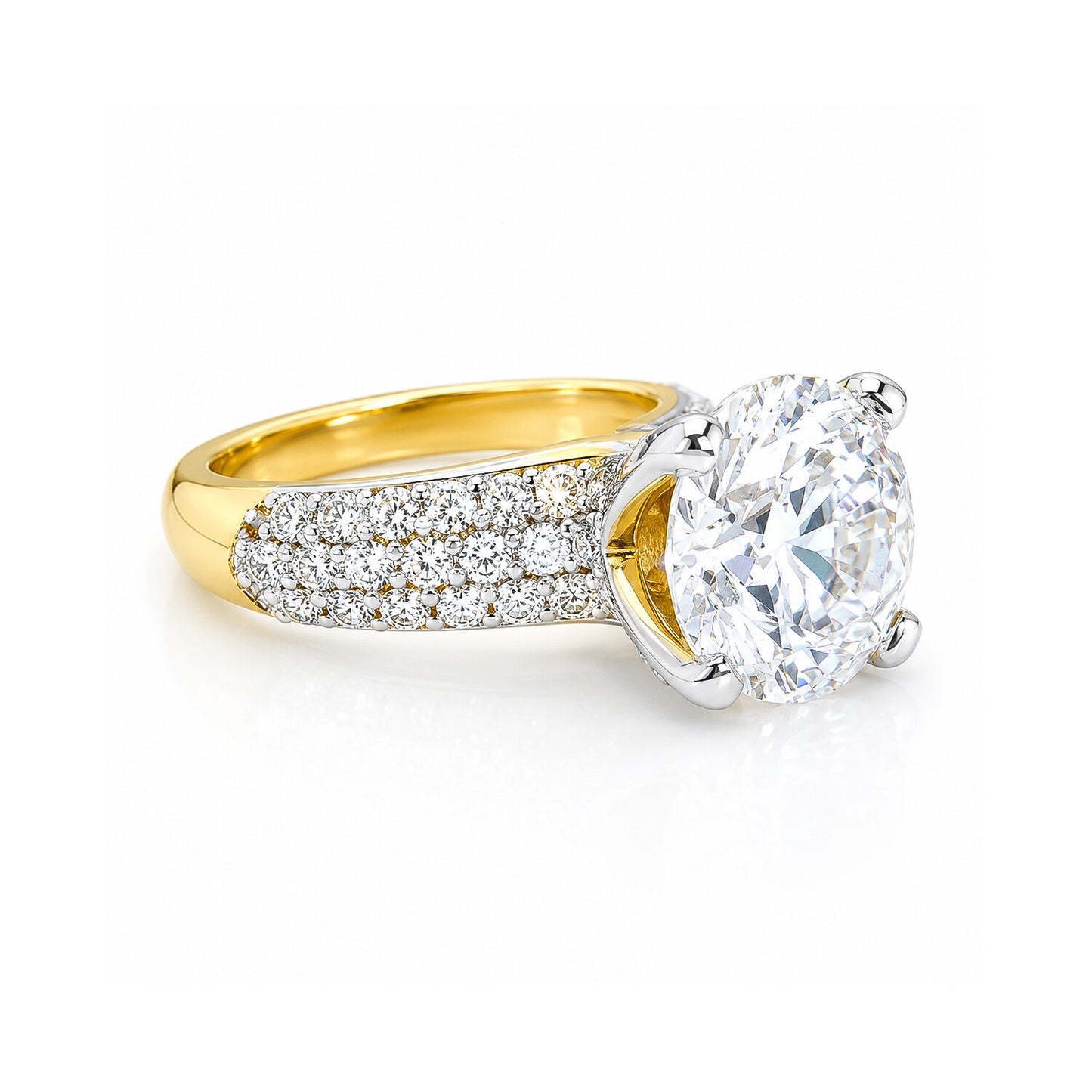 14K Lab Grown Diamond Round-Cut Pave Halo Ring