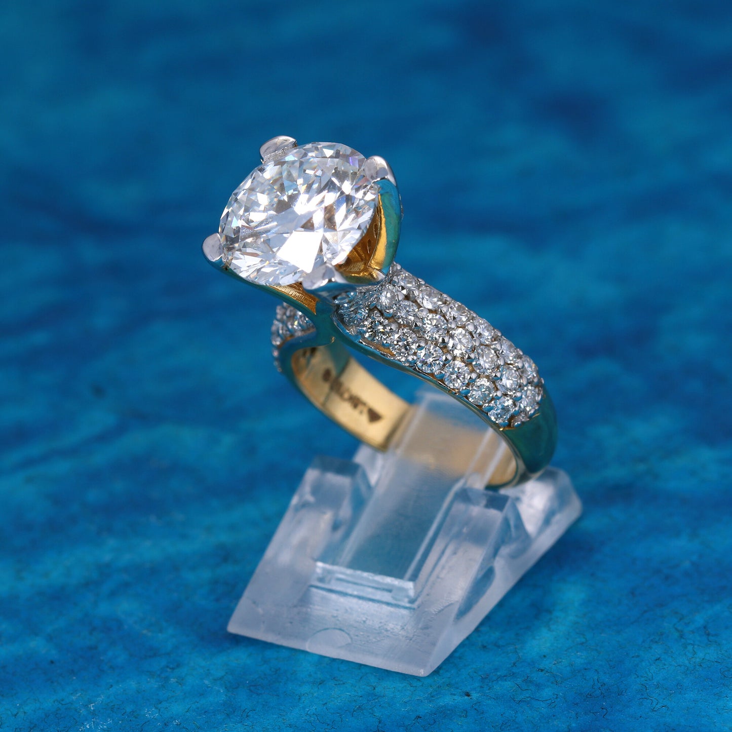 14K Lab Grown Diamond Round-Cut Pave Halo Ring
