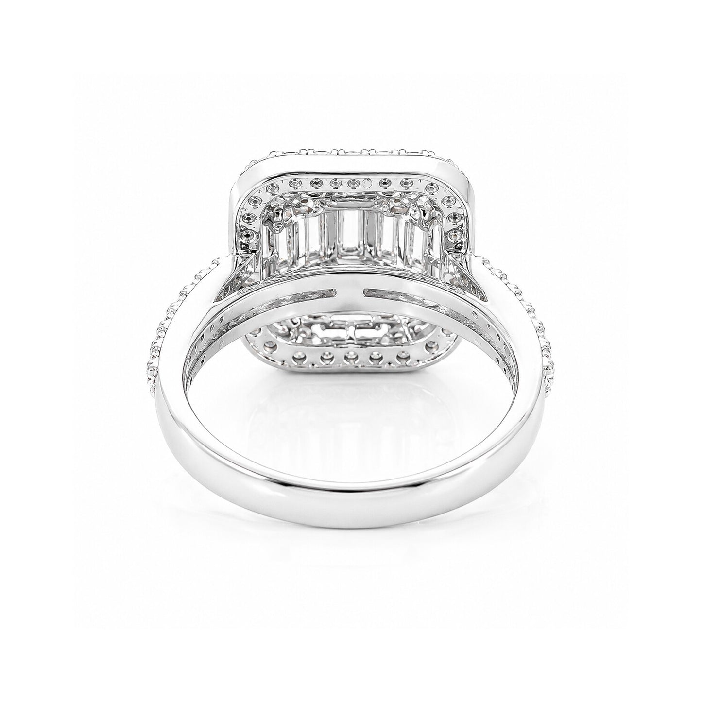 14K Lab Grown Diamond Emerald-Cut Halo Statement Ring