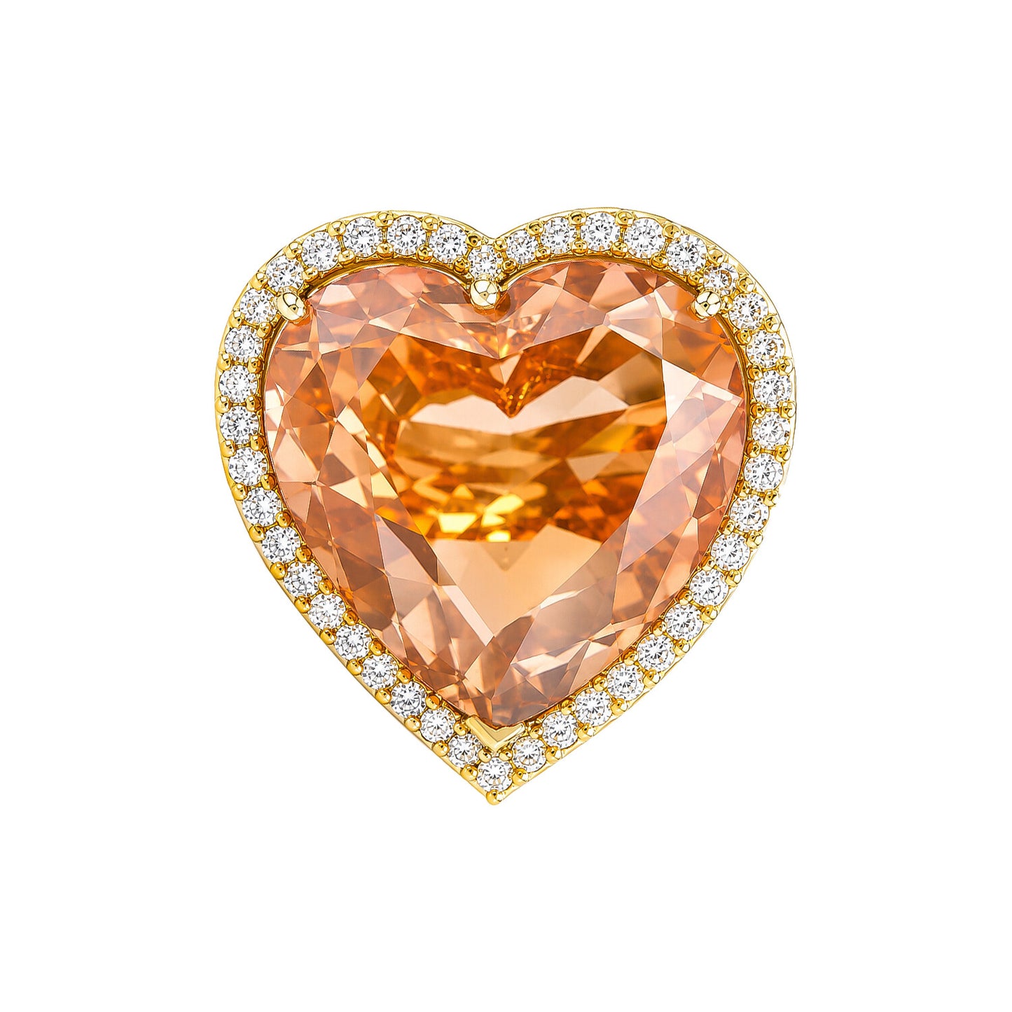 14K Lab Grown Diamond Heart-Cut Pave Heart Ring