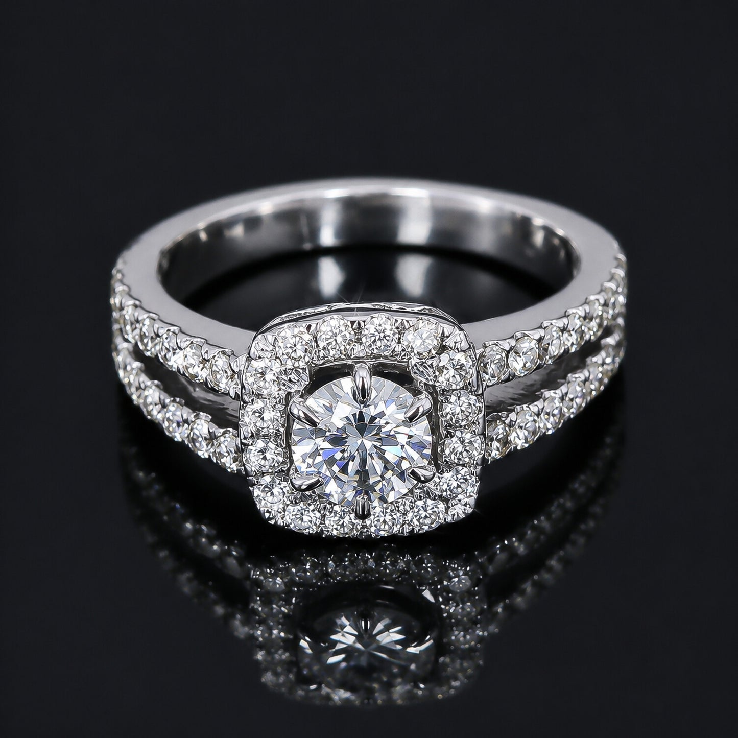 14K Lab Grown Diamond Round-Cut Pave Cluster Ring