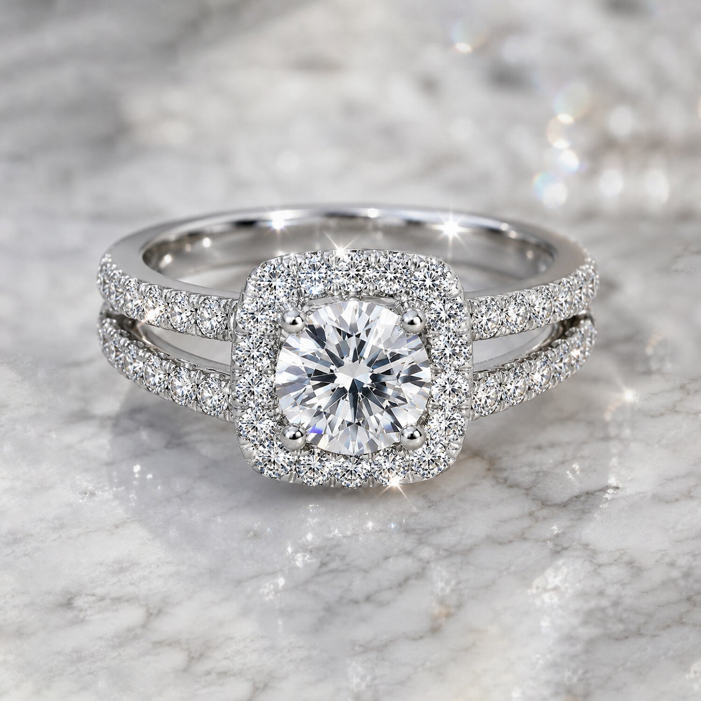 14K Lab Grown Diamond Round-Cut Pave Cluster Ring